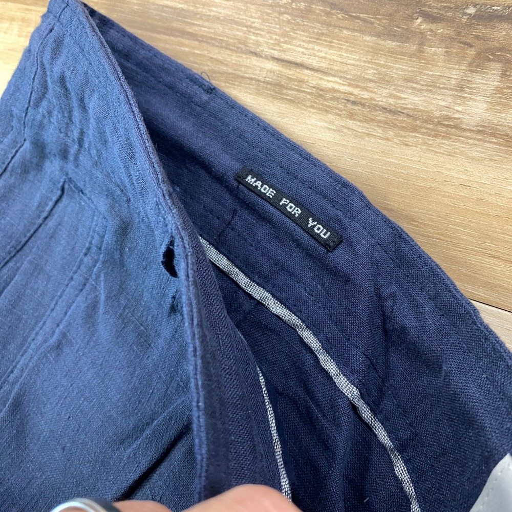 Free Line Athens Linen Pants Mens 34 Minimalist 100% Linen Straight Navy Summer - Picture 3 of 9